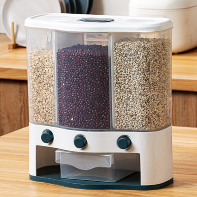 Élelmiszer vödör állványok lezárt rizs 6 l különálló automata nedvességálló fali adagoló szárazra szerelhető konyhai gabona tároló adagoló