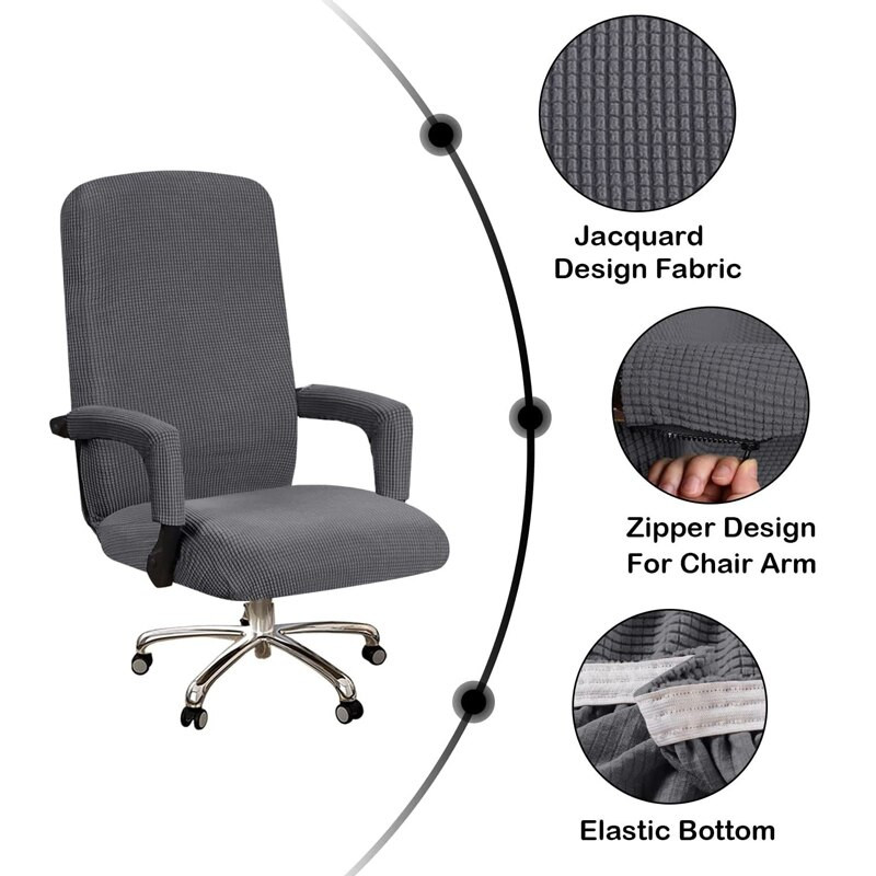 Калъф за компютърен офис стол с подлакътник Водоустойчив въртящ се калъф за седалка на фотьойл Еластичен модерен капак за стол против замърсяване