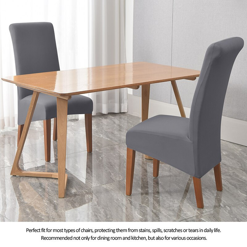 Aukštos nugaros vientisos spalvos kėdės užvalkalas XL dydis, didelis elastingumas, lygaus audinio kėdžių užvalkalai, skirti valgomojo virtuvei.