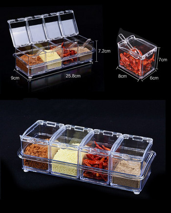 Muti-function Διαφανές κουτί καρυκευμάτων Ράφι Γλαστράκια μπαχαρικών Δοχείο αποθήκευσης Cruet Seasoning Βαζάκια Spice Pantry Κουζινικά σκεύη