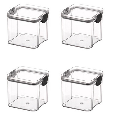 4db Konyhai zárt konzervdobozok, gabonatároló üvegek, hűtők, egymásra rakható dobozok, átlátszó dobozok, frissen tartó dobozok