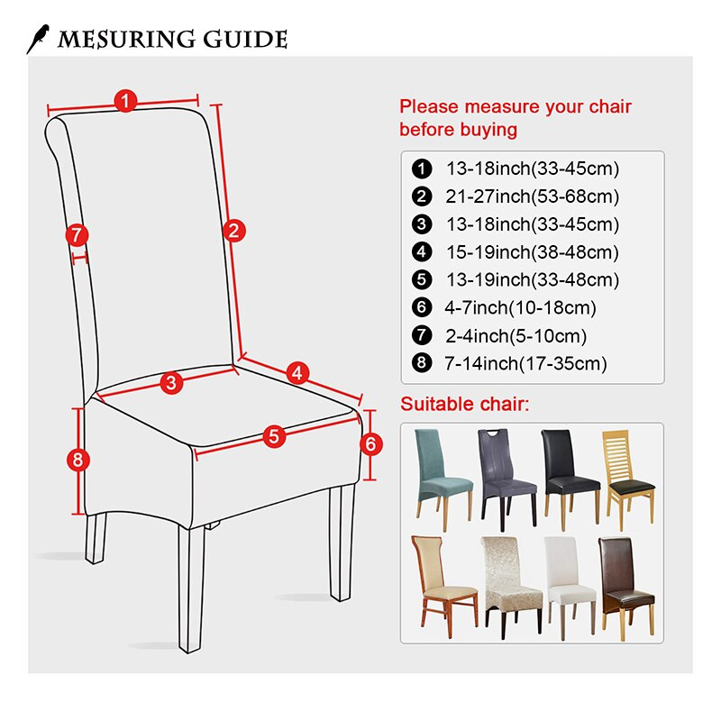 Husă pentru scaune de dimensiuni mari imprimate, elastică, europeană, XL, cu spate lung, huse pentru scaune de luat masa, protecție pentru mobilă pentru acasă de hotel