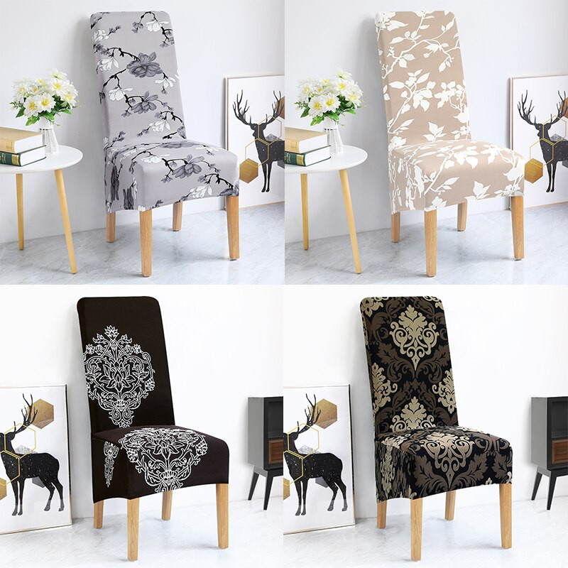 Husă pentru scaune de dimensiuni mari imprimate, elastică, europeană, XL, cu spate lung, huse pentru scaune de luat masa, protecție pentru mobilă pentru acasă de hotel
