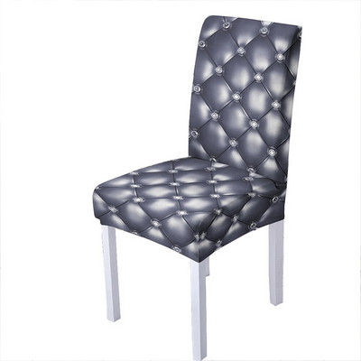 Huse pentru scaune din spandex geometric pentru sufragerie Huse pentru scaune din cristal 3D cu spatar inalt pentru sufragerie, petrecere, nunta, decorare de vara