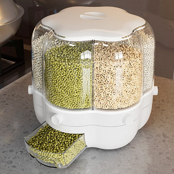 Περιστρεφόμενος κάδος αποθήκευσης Διαχωρισμένο σφραγισμένο κουτί δημητριακών 360 μοιρών Δοχείο ρυζιού Δοχείο τροφίμων Αδιάβροχο για έντομα Οργανωτής κουζίνας