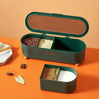 Кухненска кутия за подправки с 4 формата Бутилка за подправки със сол с една решетка и много решетки Комплект кухненски контейнери за съхранение Кутия за подправки