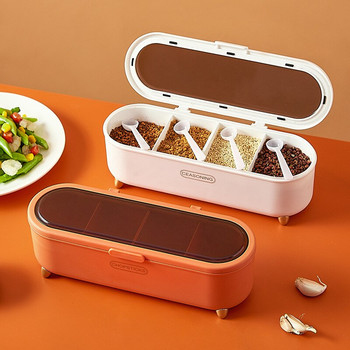 Кухненска кутия за подправки с 4 формата Бутилка за подправки със сол с една решетка и много решетки Комплект кухненски контейнери за съхранение Кутия за подправки