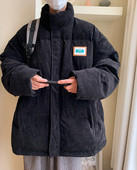 Jachetă de iarnă pentru bărbați, model larg, cu guler înalt și logo