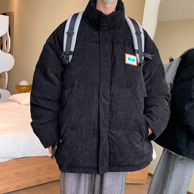 Jachetă de iarnă pentru bărbați, model larg, cu guler înalt și logo