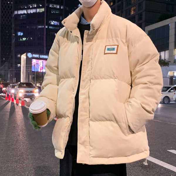 Jachetă de iarnă pentru bărbați, model larg, cu guler înalt și logo