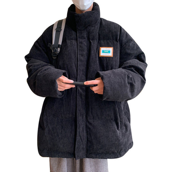 Jachetă de iarnă pentru bărbați, model larg, cu guler înalt și logo