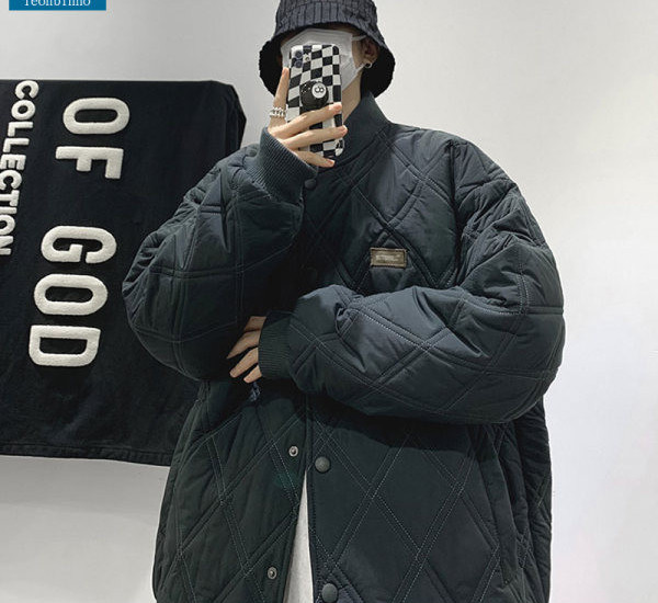 Jachetă largă pentru bărbați cu efect matlasat