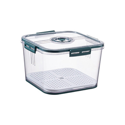 Šviežios produkcijos daržovių ir vaisių laikymo talpyklos su laiko registravimu.