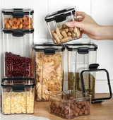 ömlesztett gabonafélékhez kamra rendszerező üvegek fedővel Otthoni konyhai rendszerezők Élelmiszer tárolás Konyhai konténer műanyag doboz tégelyek