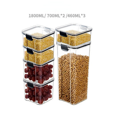 ömlesztett gabonafélékhez kamra rendszerező üvegek fedővel Otthoni konyhai rendszerezők Élelmiszer tárolás Konyhai konténer műanyag doboz tégelyek