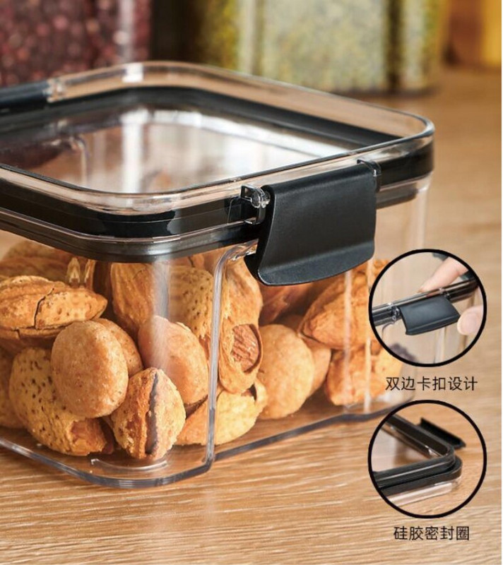 ömlesztett gabonafélékhez kamra rendszerező üvegek fedővel Otthoni konyhai rendszerezők Élelmiszer tárolás Konyhai konténer műanyag doboz tégelyek