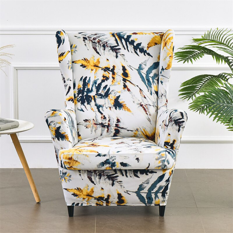 Floral Wing Navlaka za stolice Relax King Back Navlake za fotelje Elastične Wingback navlake za jednu sofu Navlake za stolice Otomanska navlaka za stolice