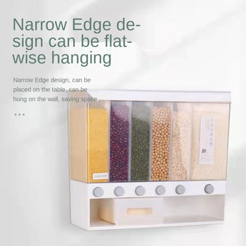 Монтирана на стена кофа Сплитер Дозатор за оризови зърнени храни Влагоустойчива пластмасова автоматична стойка Запечатани дозиращи кутии за съхранение на храна