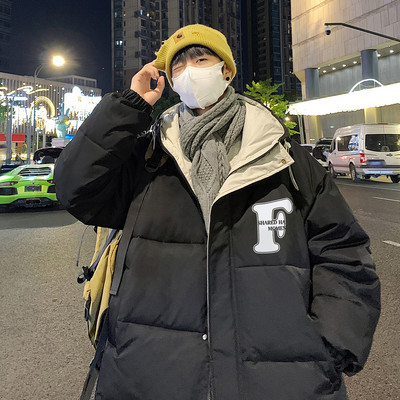 Geacă de iarnă pentru bărbați cu glugă și inscripții