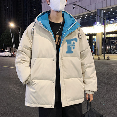 Geacă de iarnă pentru bărbați cu glugă și inscripții