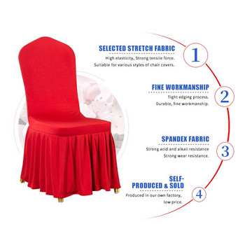 Καλύμματα καρέκλας γάμου Spandex με φούστα Home Dinning Slipcover Party Καλύμματα καθισμάτων για καρέκλες Καλύμματα καρέκλας Τραπεζαρία