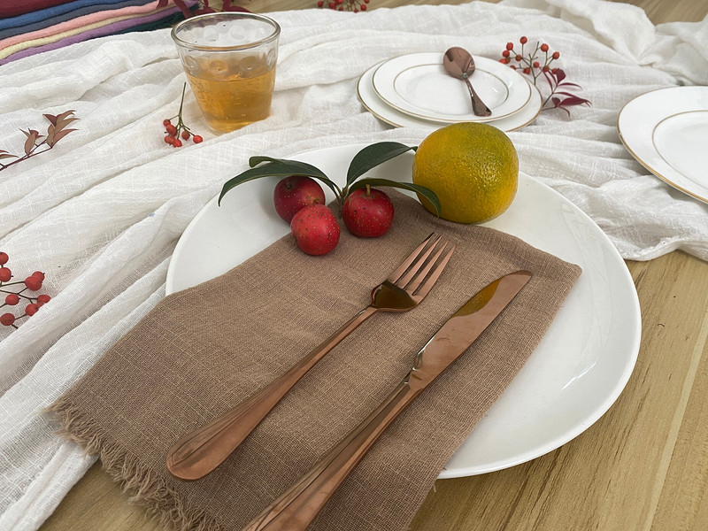 Χαρτοπετσέτες γάμου υφασμάτινες χαρτοπετσέτες Ιβουάρ 100% βαμβακερές πετσέτες τσαγιού ροζ 17 x 17 ιντσών Τραπεζοπετσέτα για πάρτι γενεθλίων φτηνές χαρτοπετσέτες 10 τμχ/ σετ