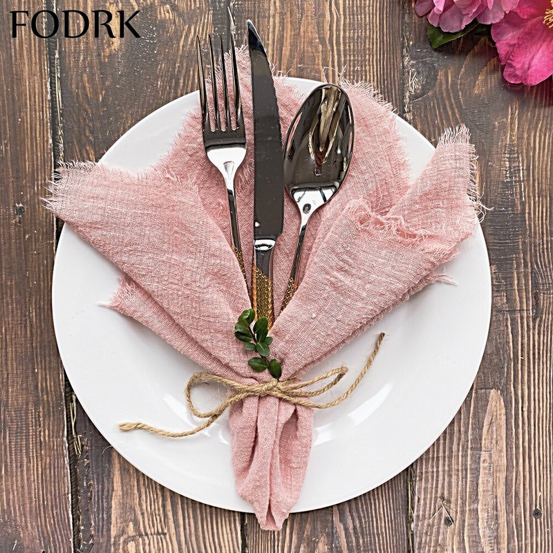 10 τμχ υφασμάτινη χαρτοπετσέτα (17x17``) Διακόσμηση τραπεζιού σερβιρίσματος Πετσέτα δείπνου για πιάτα κουζίνας Ματ Διακόσμηση Γάμου Λινό Υφασμάτινη γάζα