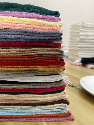 10 τμχ YEPQZQ Διακοσμήσεις γάμου βαμβακερές χαρτοπετσέτες 43 x 43 cm γάζα πετσέτα τσαγιού απαλό ροζ πάνινες χαρτοπετσέτες εξοχής