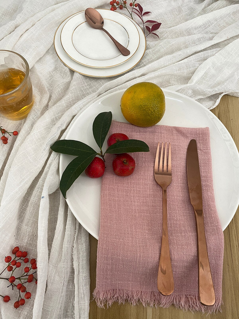 10 τμχ YEPQZQ Διακοσμήσεις γάμου βαμβακερές χαρτοπετσέτες 43 x 43 cm γάζα πετσέτα τσαγιού απαλό ροζ πάνινες χαρτοπετσέτες εξοχής