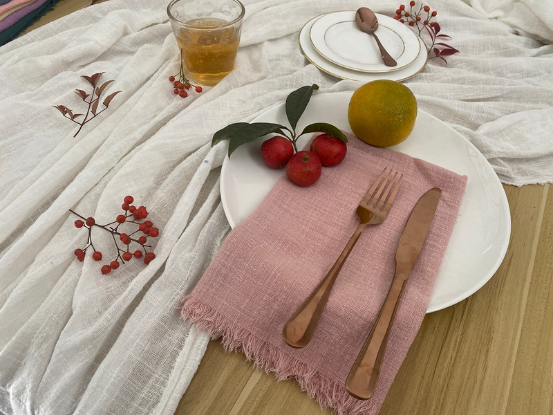 10 τμχ YEPQZQ Διακοσμήσεις γάμου βαμβακερές χαρτοπετσέτες 43 x 43 cm γάζα πετσέτα τσαγιού απαλό ροζ πάνινες χαρτοπετσέτες εξοχής