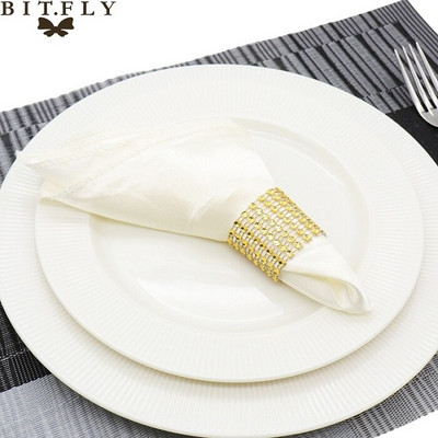 50Τμ 30cm Τετράγωνες Τραπεζοπετσέτες Πανί Σατέν Υφασμάτινο Πετσέτα Μαντήλι τσέπης για Γάμο Γενέθλια Home Party Hotel Gold Λευκό