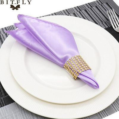 50Τμ 30cm Τετράγωνες Τραπεζοπετσέτες Πανί Σατέν Υφασμάτινο Πετσέτα Μαντήλι τσέπης για Γάμο Γενέθλια Home Party Hotel Gold Λευκό