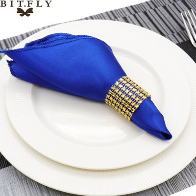 50Τμ 30cm Τετράγωνες Τραπεζοπετσέτες Πανί Σατέν Υφασμάτινο Πετσέτα Μαντήλι τσέπης για Γάμο Γενέθλια Home Party Hotel Gold Λευκό