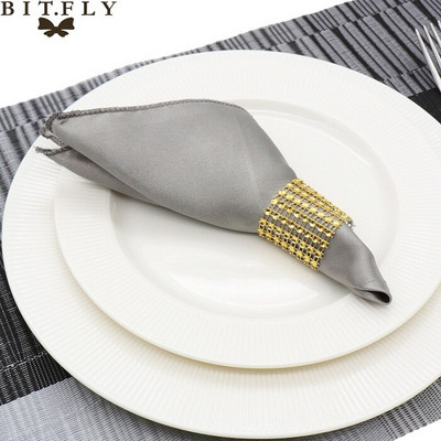 50Τμ 30cm Τετράγωνες Τραπεζοπετσέτες Πανί Σατέν Υφασμάτινο Πετσέτα Μαντήλι τσέπης για Γάμο Γενέθλια Home Party Hotel Gold Λευκό