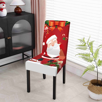 Коледни калъфи за столове Еластичен калъф за трапезарен стол Дядо Коледа Калъф за кухненска седалка 2023 Коледен домашен декор Housse De Chaise