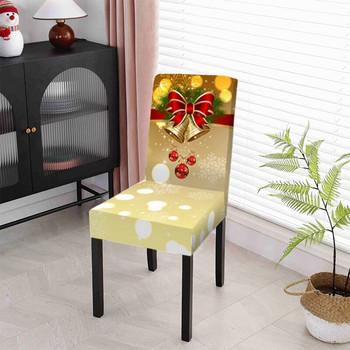 Коледни калъфи за столове Еластичен калъф за трапезарен стол Дядо Коледа Калъф за кухненска седалка 2023 Коледен домашен декор Housse De Chaise