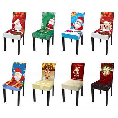 Christmas Chair Covers Elastic Dining Chair Slipcover Santa Claus Kitchen Seat Case 2023 Christmas Home Decor Housse De Chaise