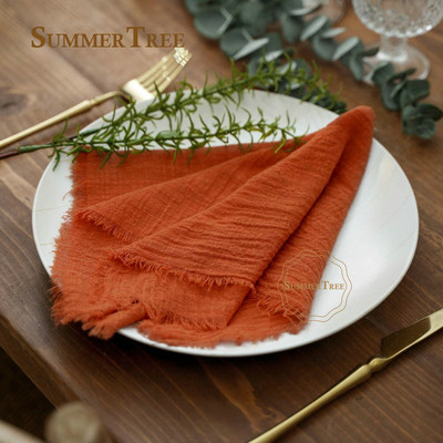 10vnt Retro servetėlės Kaimiškas stalo dekoravimas Medvilnė marlė Hanky rankšluostis Valgomojo Kilimėliai Vestuvių restorano reikmenys 42*42cm