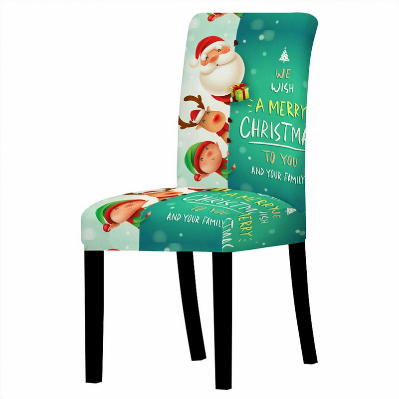 3D karácsonyi szarvas nyomtatott székhuzat étkezőszékhez, magas háttámlával nappali székhuzat székekhez parti esküvőre