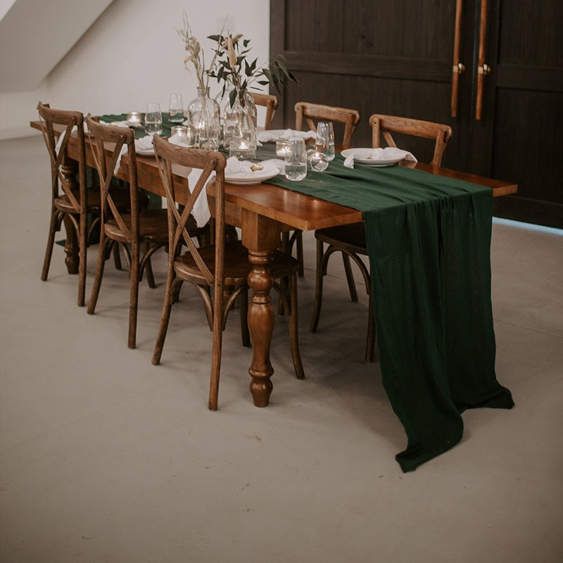 YEPQZQ Vjenčani dar Gaza Stolni trkač Party Table Banner Personalizirajte vjenčanu dekoraciju Ružičasti Guaze salvete i staze 60x400cm