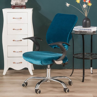 Strečový zamatový poťah na kancelársku stoličku, otočný poťah na počítačové sedadlo, elastický spandex, univerzálny poťah na operadlo + poťah na sedadlo
