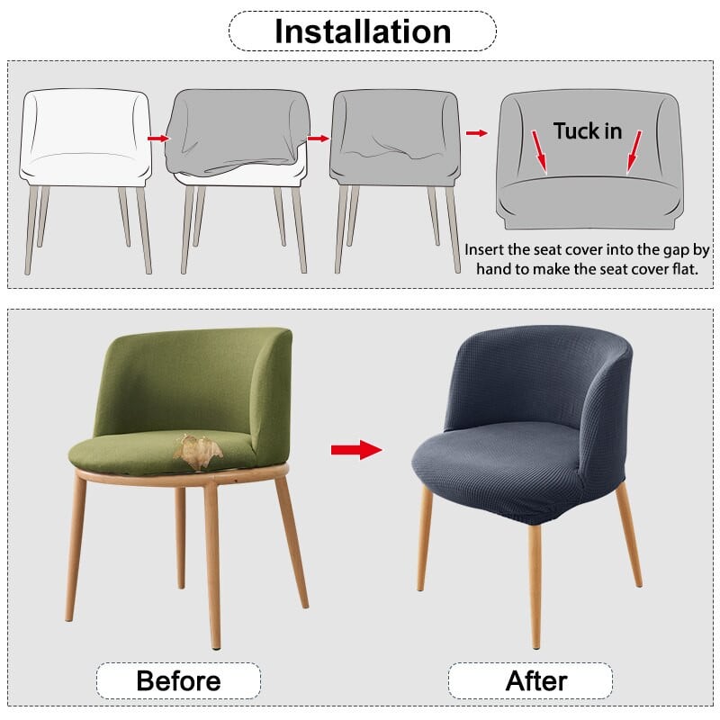 Sala de mese fără cotiere Husă elastică pentru scaune scaune de birou Husă cu acoperire pentru spate curbat Husă pentru scaune elastică pentru machiaj Culoare uni