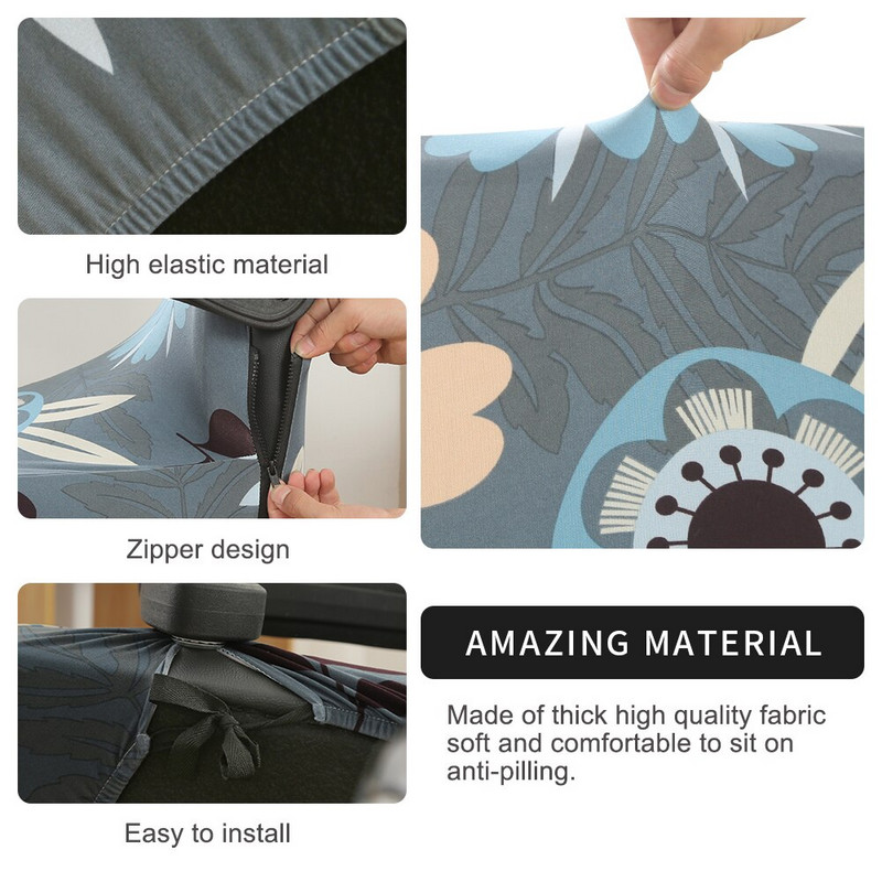 Nyomtatott elasztikus székhuzatok, szennyeződésmentes forgó, rugalmas irodai számítógépes asztali székhuzat Levehető csúszóhuzatok M/L