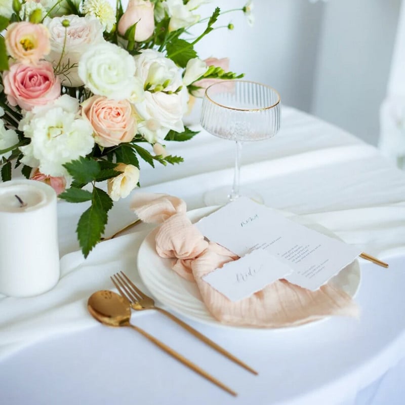 12 buc șervețele de nuntă din bumbac piersic șervețele de nuntă cu margini brute șervețele din bumbac pentru decorarea mesei de cină șervețele din tifon