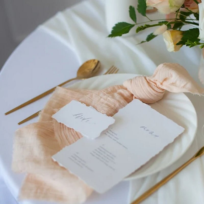 12 buc șervețele de nuntă din bumbac piersic șervețele de nuntă cu margini brute șervețele din bumbac pentru decorarea mesei de cină șervețele din tifon