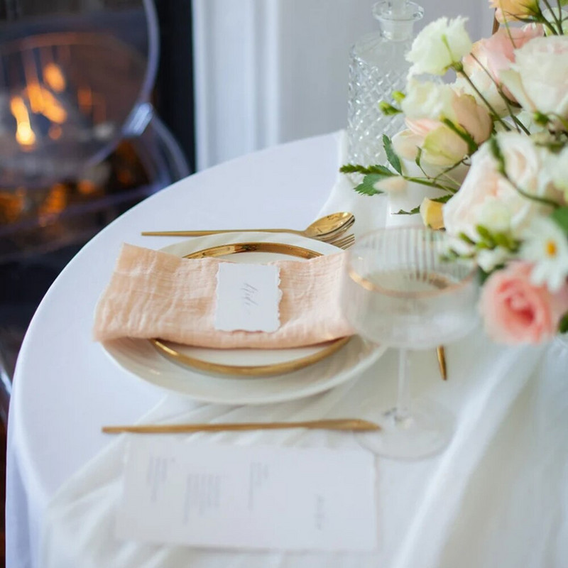 12 buc șervețele de nuntă din bumbac piersic șervețele de nuntă cu margini brute șervețele din bumbac pentru decorarea mesei de cină șervețele din tifon