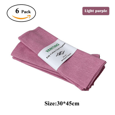 6 db-os szett 30x45 cm-es lila szövet szalvéták, újrafelhasználható mosható asztali alátét WeddingParty otthoni étkezőasztal dekoráció