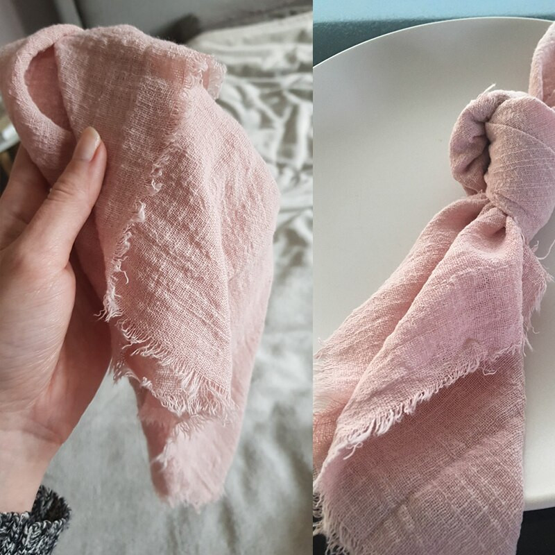 Country Wedding 12Pcs Salvete od čistog pamuka Lanene tkanine Salvete za blagovaonski stol Salvete Party 32 boje Dostupne dekoracije Noel 2021