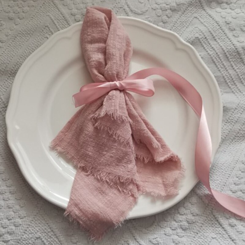 Country Wedding 12Pcs Salvete od čistog pamuka Lanene tkanine Salvete za blagovaonski stol Salvete Party 32 boje Dostupne dekoracije Noel 2021