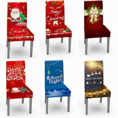 Božićna navlaka za stolice Rastezljivi spandex Navidad Funda Silla s digitalnim tiskom Navlake za kuhinjske blagovaonske stolice Home Party Xmas Decor